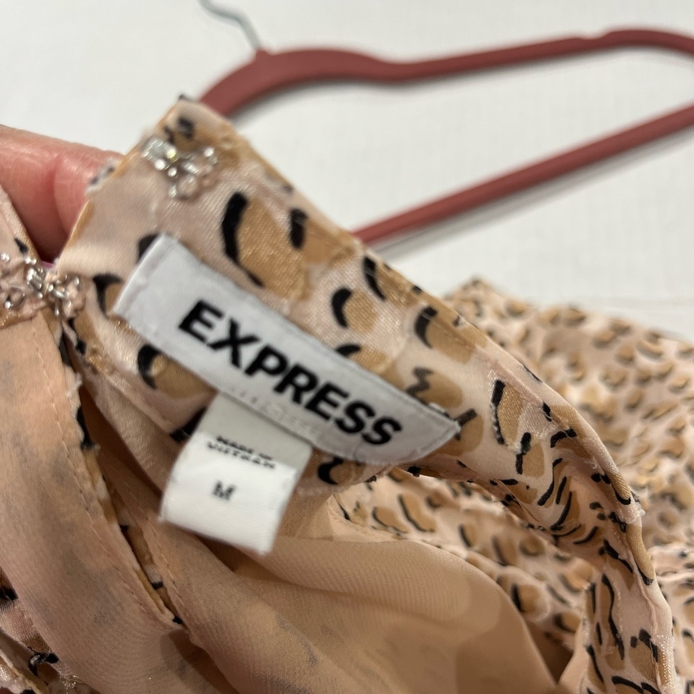 EXPRESS CHEETAH PRINT RUFFLE DETAIL HALTER TOP (a109) - Picture 12 of 13